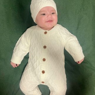 Handmade Knitted Baby Set – Romper & Hat( Baby grow)