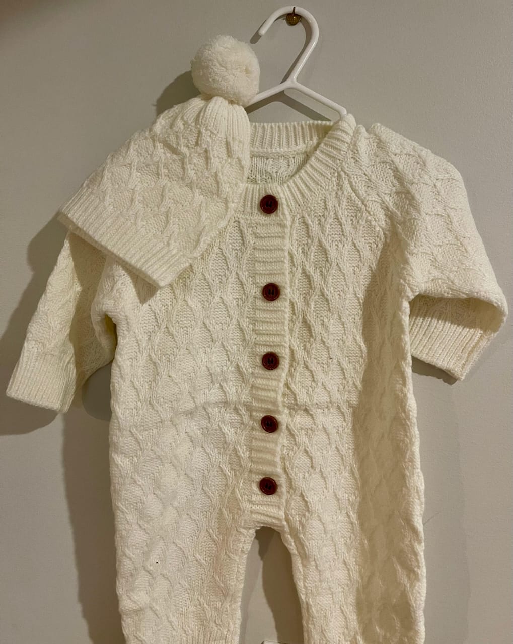 Handmade Knitted Baby Set – Romper & Hat( Baby grow) - Image 11