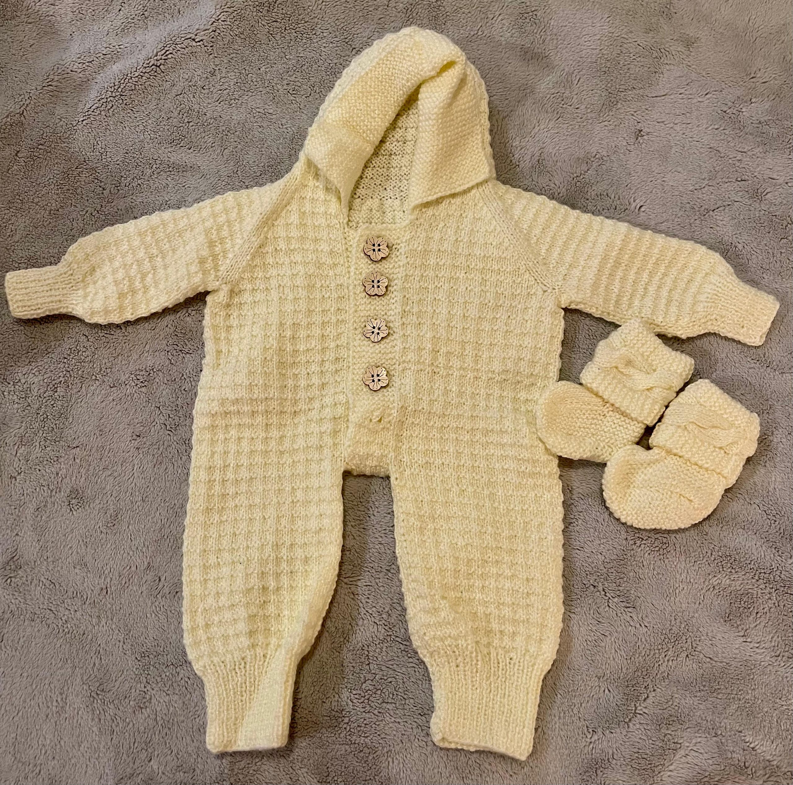 Handmade Knitted Baby Set – Romper & Hat( Baby grow) - Image 7
