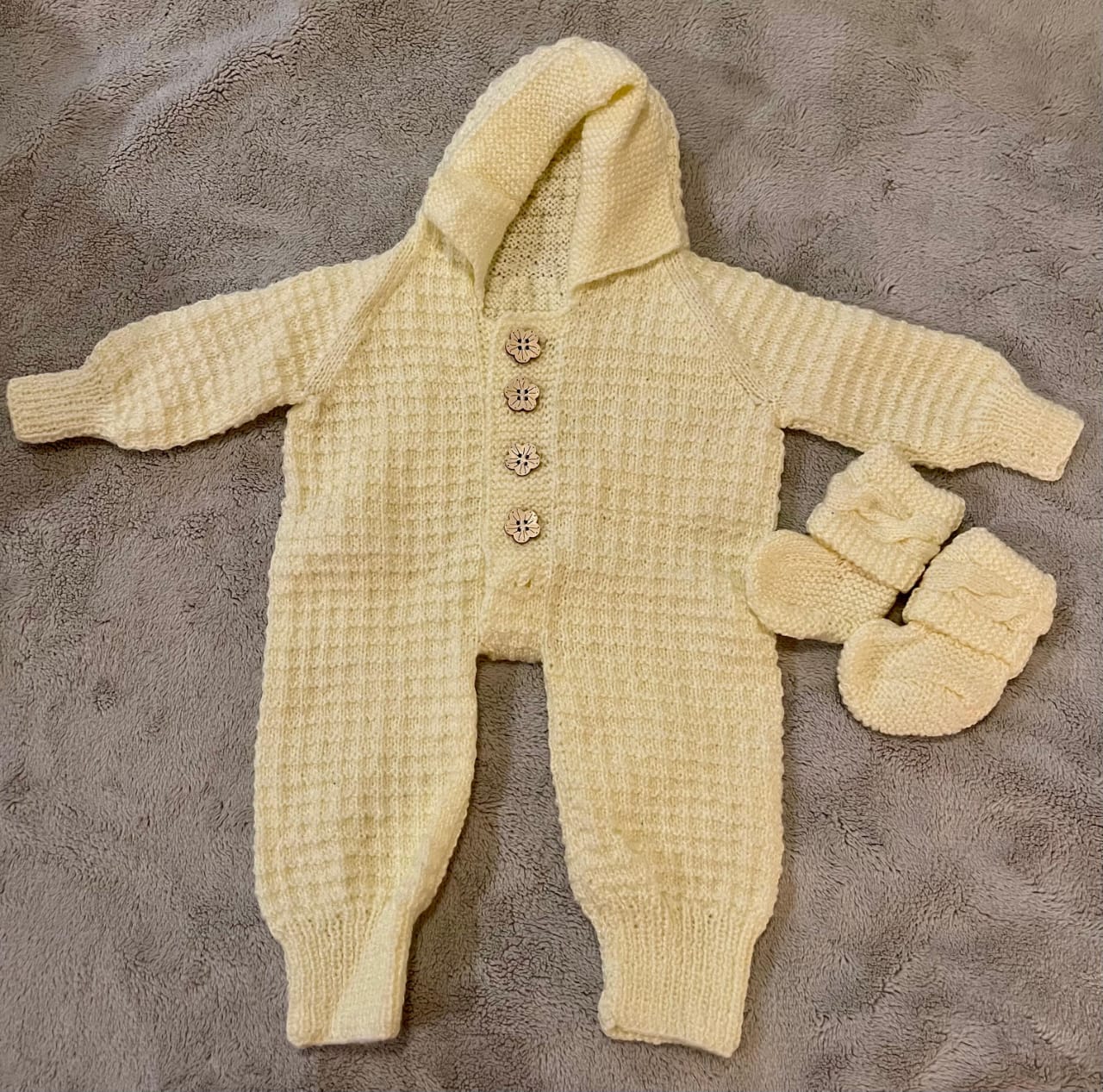 Handmade Knitted Baby Set – Romper & Hat( Baby grow) - Image 5